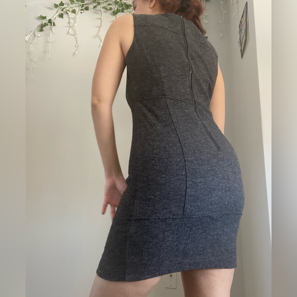 ZARA Basic Dark Grey Wool Aline Mini Dress - Picture 6 of 10